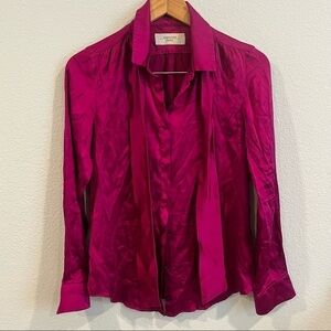 Weekend MaxMara pink tie neck button up blouse size 4